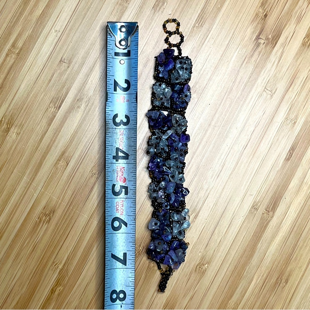 Vintage beaded amethyst quartz bracelet, 7” - Picture 9 of 10
